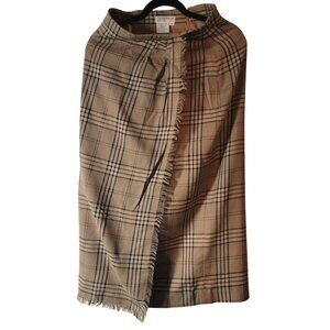 Vintage 90s,Y2k, Dark Academia Plaid Wool Blend Skirt With Fringe Details